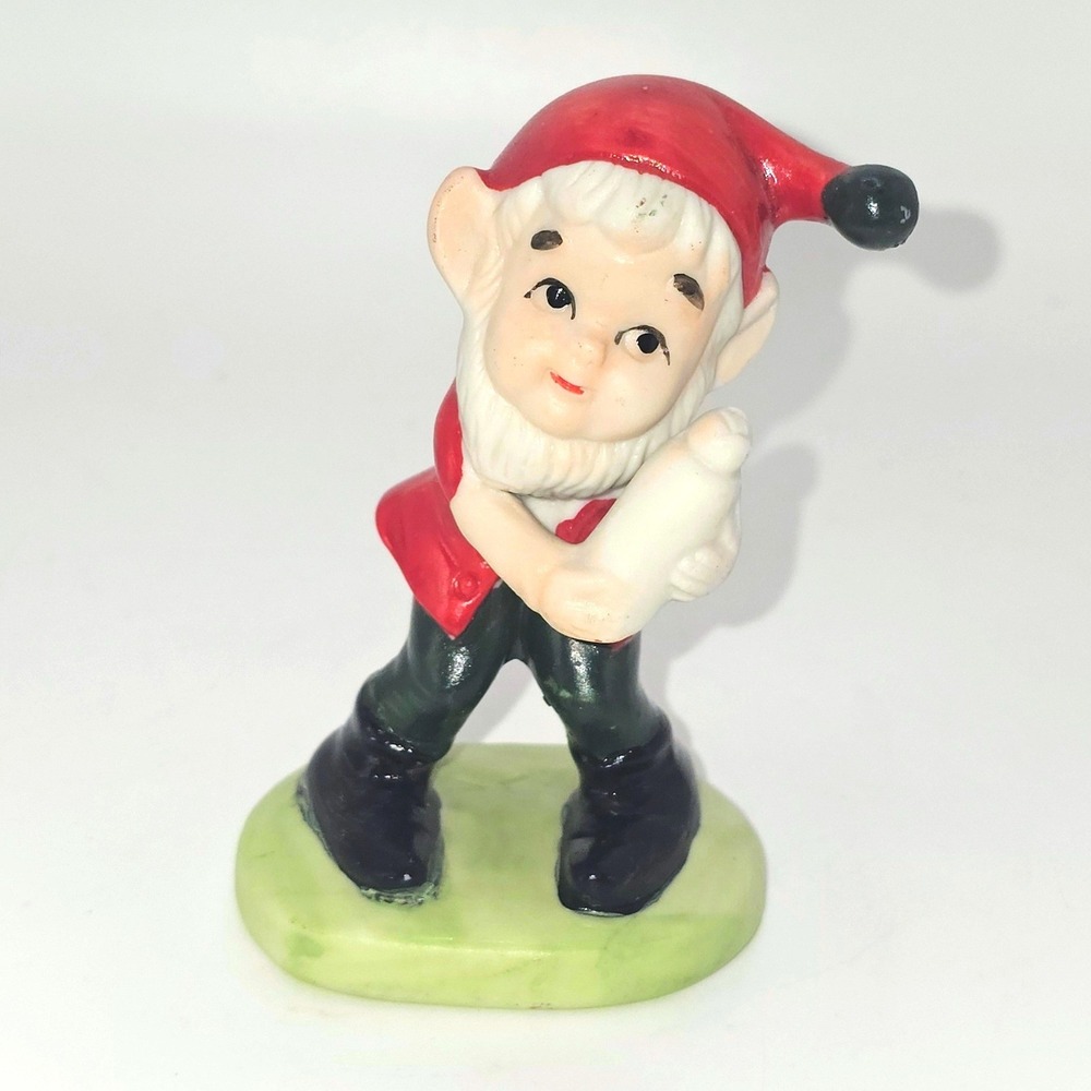 Vintage 70s Porcelain Christmas Elf Figurine Made in Taiwan